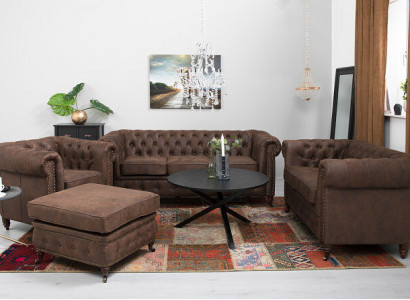 Chesterfield Couch Seat Cushion 321 Stool Seating Suite Sofa Sofas Footstool